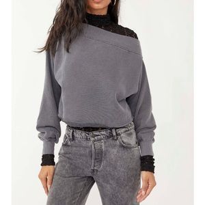 NWT Free People Bri Pullover/Poppyseed Sweatshirt Size XS